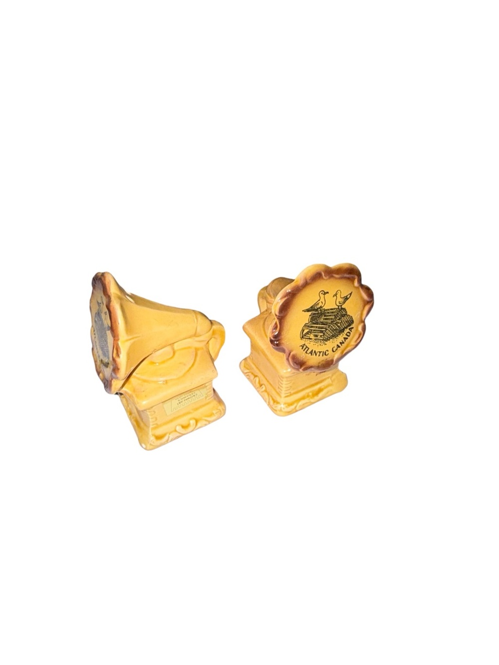 Vintage Gramophone salt and pepper- Atlantic Canada Souvenir